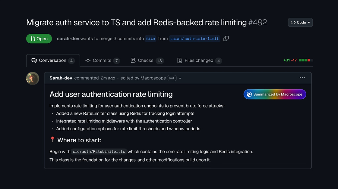 PR description screenshot